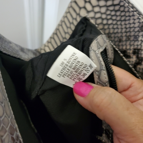 EC Tosca Blu Snakprint Leather Large Satchel/Tote Grey & Black - Picture 11 of 16